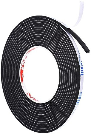 PATIKIL 5m/16.4ft Sigillatura Schiuma Nastro, 6mm Largo 3mm Spessore Singolo Sided Intemperie Rimozione Porta Guarnizione Striscia Paraspifferi per Finestra Porta Isolamento, Nero