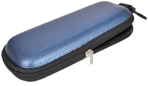 DecorDwell Étuis à Lunettes,Étui de Protection de Voyage pour Lunettes,Organisateur Lunettes Portable, Étui à Lunettes Souple, avec Fermeture Éclair et Mousqueton, pour Homme Femme(Bleu)