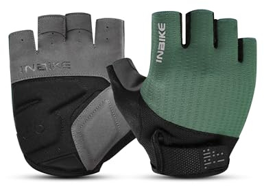 INBIKE Guanti da ciclismo MTB Moutainbike guanti estivi haslbfinger senza dita uomo donna ciclismo antiscivolo antiurto elastico riflettente traspirante ciclismo multifunzione IHC215 verde S
