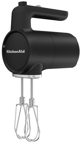 KitchenAid Handmixer kabellos - Go Cordless - Mit 7 geschwindigkeiten und soft start - 2 Edelstahl turborührbesen - 60 Minuten Nutzungsdauer pro Ladung - Schwarz - Ohne Akku