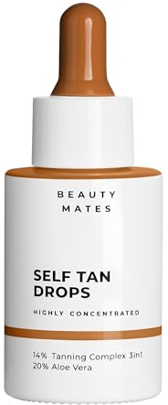 Self Tan Drops (30ml) – Selbstbräuner für eine sofortige & fleckenfreie Bräune – zum individuellen Mischen mit der Tagespflege – mit Aloe Vera & Melanin – vegan - by Beauty Mates