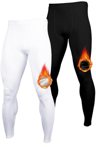 Towintec Pantaloni a Compressione Uomo, Allenamento Calzamaglia da Corsa Pantaloni base Foderati in pile Atletico Strato Base Inverno Allenamento Intimo Escursioni Sci Palestra Basket Elastico Stretti