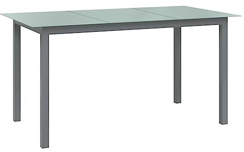 Jiangboyue-312204 Table de jardin en aluminium et verre Gris clair 150 x 90 x 74 cm