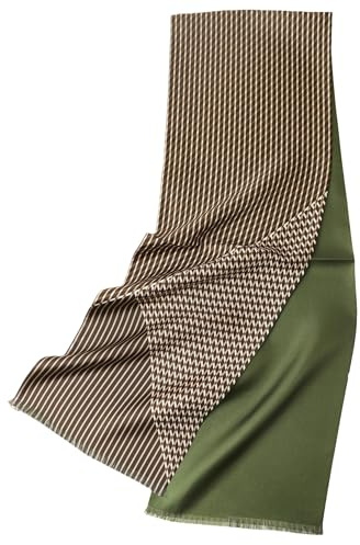 Prettystern Herrscarf elegant 2-lagers Paisley Silk Ascot Scarf, Beige Grön AB14, 2 strati, 160 cm X 26 cm
