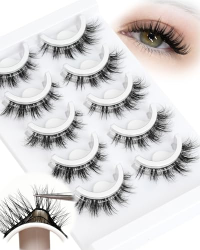 Pre Glued Eyelashes Cat Eye Self Adhesive Ciglia Finte 5 Parise Pack DIY Fake Lashes Riutilizzabile e Morbido Press on Lashes by Obeyalash (6D35)