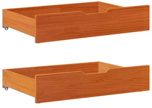 NQJIBUE Cassetti Sotto-Letto 2 pz Marrone Cera 85x55x17 cm Legno Massello Pino
