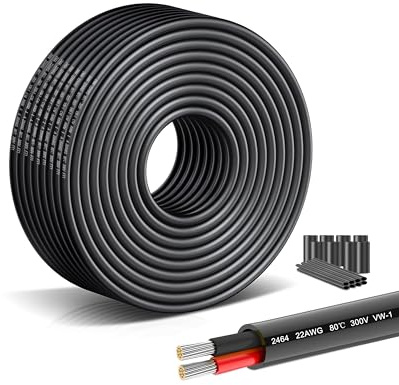SCHDRA 22 AWG 2 Conductor UL2464 Wire, Tinned Copper, 49.21 ft