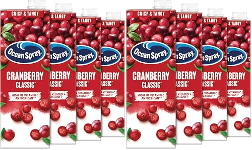 Ocean Spray Classic Cranberry Juice - 4 x 1L - Sugar & Natural Sweetener Fruit Juice - Rich in Vitamin C & High in Antioxidants - Made with Whole Cranberries (Pack of 2)