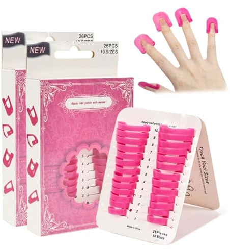 LACHT 52Pcs Nagellack Schablone,Wiederverwendbar Nägel Edge Hautbarriere Kit,10 Größen Nail Art Lackschutz Spitzenschutz,Nagelkunst Grundlegendes Werkzeugzubehör(Rose Rot)