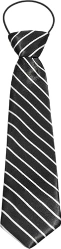 MESU Cravatta per bambini pre-legata in raso tinta unita, A - Nero + twill, Taglia unica
