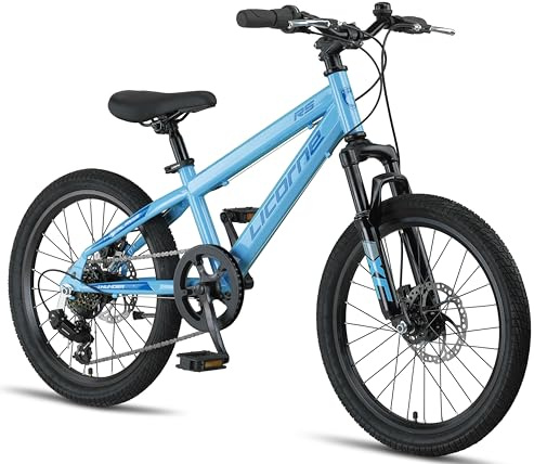 Licorne Bike Thunder Premium mountainbike i 20, 24, 26, 27,5 och 29 tums cykel för flickor pojkar män och kvinnor skivbroms (akvamarin, 20 tum)