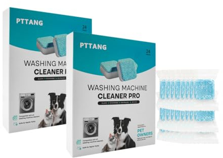 MEIION Softpet Limpiador de Llavadora Pro de,Tabletas Limpiadoras de Lavadora 24 Unidades,Elimina Pelo de Mascotas y Mal Olor,Desincrustante Compatible con Lavadora Carga Frontal y Superior
