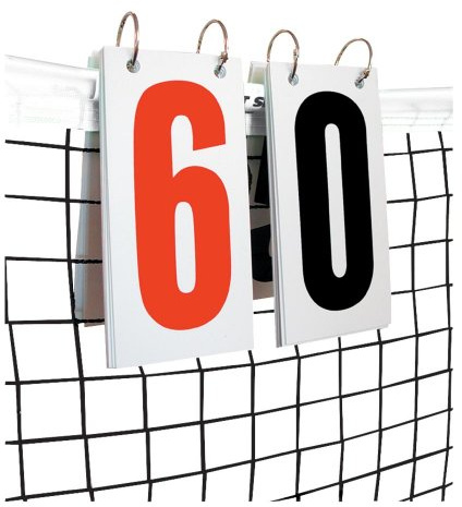 GAMMA Score Reporter Over-Net Flip Scoring System or Replacement Cards – White/Red/Black Tennis Score Cards with Large Metal Rings – Dual-Sided Number Panels