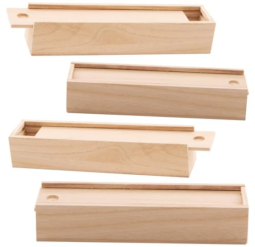 Baker Ross EC1247 Wooden Pencil Boxes (Box of 4) Plain Wood Pencil Boxes For Kids To Decorate,20cmx5cmx4cm