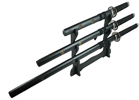 G8DS® 3er Samurai Schwerter Set Black inkl. Schwertständer Katana