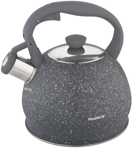 Klausberg Marmor Edelstahl Flötenkessel Teekessel Wasserkessel 2 Liter KB-7321