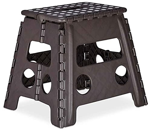 AC - Taburete Plegable - Fabricado en PVC - Multiusos de plástico Resistente y Duradero. Ideal para escuelas, guarderías u hogar. - 29 x 22 x 32 cm - Negro