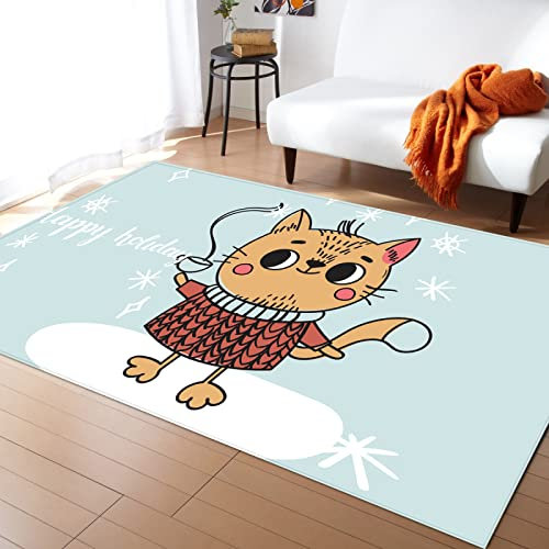 Door Mat Cat Duck Egg Blue Door Mats Indoor Outdoor Polyester Rugs Living Room Decontamination Outdoor Mat Thicken Doormat Area Rugs Washable Outdoor Mats for Front Door Non Slip Carpet 80x120cm