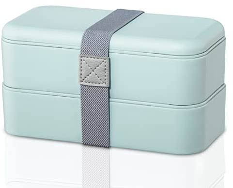 Xavax Lunchbox 2er Set, (Brotdose stapelbar, Lunchbox auslaufsicher, Brotzeitbox 2 Fächer für getrennte Zutaten, je Bento Box 500 ml, Vesperdose für Schule, Büro, Arbeit, spülmaschinenfest) blau