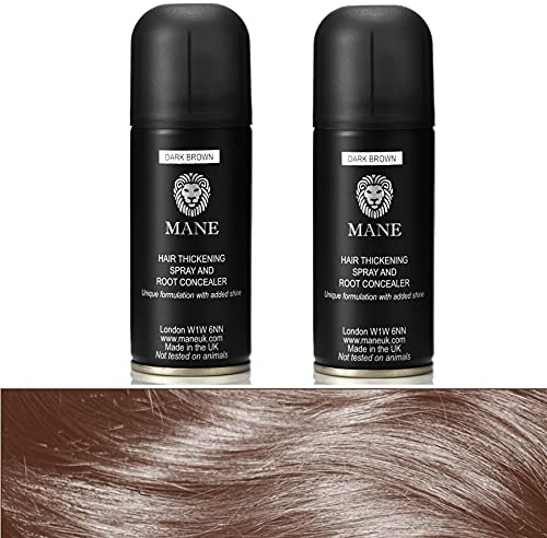 Mane Hair Thickening Spray Travel Size 100 ml Duo Pack (Dark Brown)