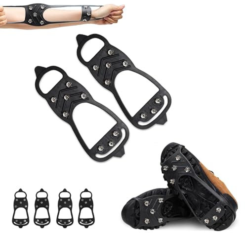 2 Paar Steigeisen, Grödel, Spikes für Schuhe Winter, mit 8 Spikes für Winter Outdoor Sports Spikes Sohle Wandern Spazieren Hiking Walking Winter