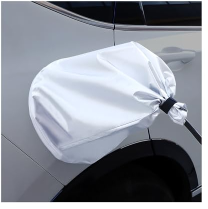 JNNJ Couverture Étanche de Voiture de Chargeur, Couverture Anti Poussière Pluie pour Chargeurs Véhicule Électrique, Housse de Protection de Adsorption Magnétique pour Prise de Charge EV(Blanc)