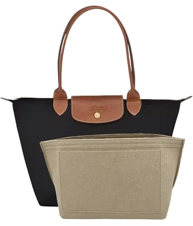 D.DUO Purse Organizer Insert, Suitable for Le Pliage Bag Organizer, Handbag Organizer (Beige, M)