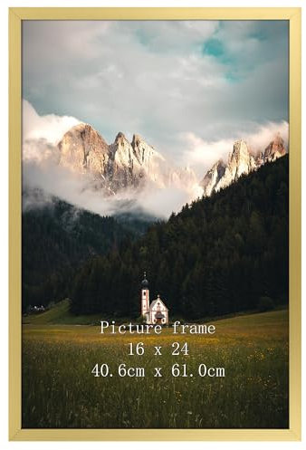 Giftgarden Cadre photo 40x60 cm doré aluminium,Cadre photo 60x40 pour encadrer photos, affiches, puzzles - Suspendu ou posé verticalement