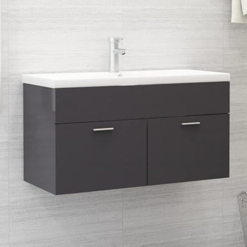 waschbecken mit unterschrank,waschbecken mit unterschrank 50cm,Waschbeckenunterschrank Hochglanz-Grau 90x38,5x46cmIdeal für Bäder, wo sie gebraucht Wird