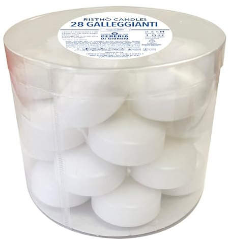 28 Schwimmkerzen - Durchmesser 5 cm - 5,5 Stunden Brenndauer - Farbe Weiß - Cereria Di Giorgio