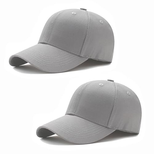ATSNOSH 2 stycken baseballkepsar för män kvinnor, basebollkeps, solhatt, skärmmössa, justerbar, sportmössa, bomullskeps, GRÅ, one size