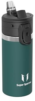 Sparrow Botella Agua Niños - 500ml - TouchFlow Acero Inoxidable Botella Termica con Pajita - Sin BPA Termo - Antifugas Cantimplora para Gimnasio, Deporte, Oficina