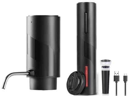 Juego de abridor de vino eléctrico, recargable, juego de abridor automático de botellas, textura ABS, adecuado para varias ocasiones, uso y sacacorchos recargable
