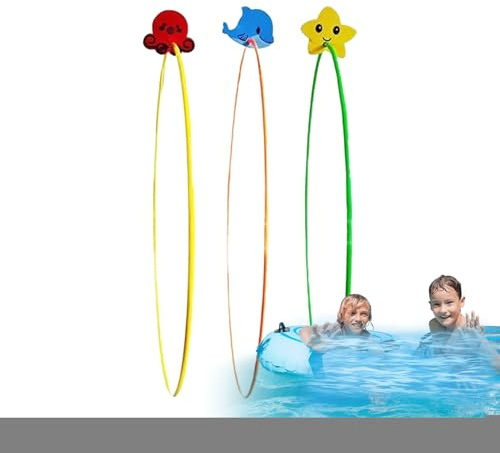Underwater Swimming Through Rings, Pool Diving Through Ring - 3 x Underwater Swimming Range - High Stability Floating Diving Water Training for 4-12 Children Teenagers Aged 4 to 12 Years