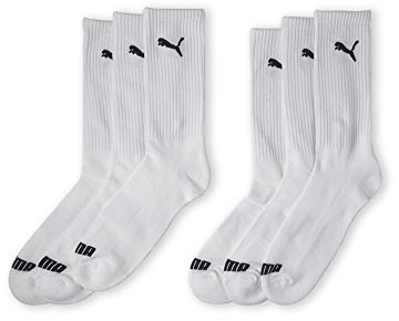 PUMA Socks Men's Striped Crew Socks, White Traditional, Sock Size:10-13/Shoe Size: 6-12 (Pack of 6)