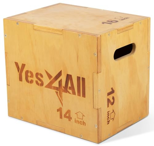 Yes4All 3 in 1 Holz Plyo Box mit 4 verschiedenen Größen - Lieferumfang: Schrauben zur einfachen Montage, Unisex-Erwachsene, A-Light wood color, 40.6cmx35.5cmx30.5cm W6P6