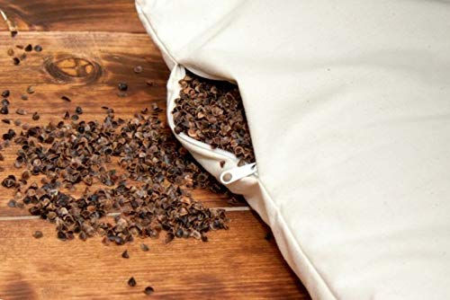 Merino Wool 1x Buchweizen Kissen Buchweizenkissen mit Reißverschluß, Stütz Kofkissen, Kissen Kopfkissen, Baumwolle Bezug Buchweizenkissen (40 x 40 cm)