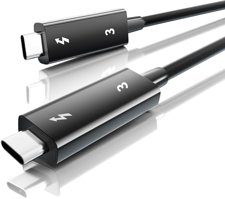 Thunderbolt 3 a Thunderbolt 3 USB 4 Cable 0.7M/2.3FT, TB3 Cable 40Gbps Transferencia de Datos 5A/100W Carga 5K@60Hz USB-C a USB-C Compatible con SSD Externo, Estación Acoplamiento, eGpu, Data Storage
