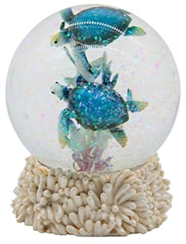 Sea Turtle Snow Globe Ocean Life Beach Themed Gift Decor Figurine, 4.5x3.5 inches