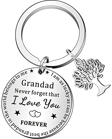 QMVMV Schlüsselanhänger für Großvater, Geschenke von Enkelkindern, Enkelin, Enkelsohn, Weihnachten, Geburtstag, personalisiertes Geschenk für Mann, Schlüsselanhänger, Vatertag für Opa