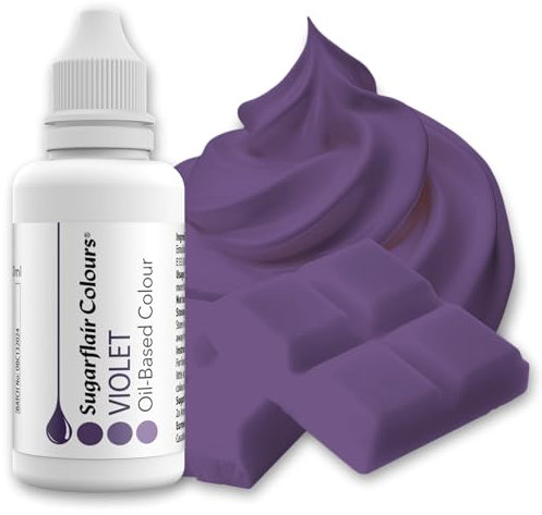 Sugarflair Violet Oil Based Food Colouring, Highly Concentrated Edible Oil Based Blue Food Colour for Consistent Colouring of High Fat Foods: Icing, Buttercream, Chocolate & More - 30ml