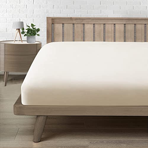 Lenzuolo Sotto con Angoli Matrimoniale 160, Lenzuolo in Premium Microfibra Certificato Oeko-TEX®, Lenzuolo Letto Matrimoniale Confortevole Morbido Traspirante Beige 160x190/200 H30 cm