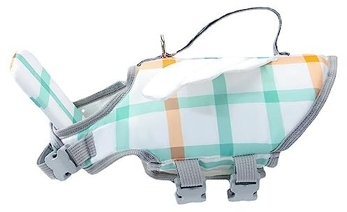 Dog Life Jacket, Ripstop Dog Life Vest with High Buoyancy, Reflective Stripes, Adjustable Dog Life Preserver with Rescue Handle Dog Lifesaver for Small Medium Large Dogs (XX-Large, White Wings)