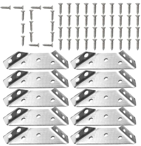 ADERN Möbel-Eckverbinder | Universelle Eckwinkel aus Edelstahl für Holz mit Schrauben | Winkelbefestigungsverbinder, Dreieck-Stützrahmen, Eckhalterung für Regal, Schrank, Tisch, Stuhl