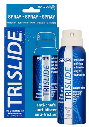TRISLIDE – anti-skav kontinuerligt sprayskinn, smörjmedel, kroppsfriktionsskydd för triatlon, förhindrar blåsor och skav, vilket ger långvarig komfort och skydd – 136 ml