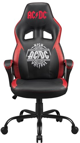 Subsonic - Silla de Juego AC/DC- Silla de Oficina Ergonómica con Espuma de Alta Densidad, Mecanismo Basculante y Cómodos Reposabrazos - Altura Ajustable - Negro