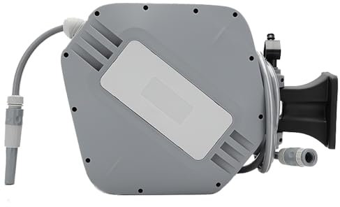 HYCHIKA Hose Reel 30M – Wall Mounted Retractable Hose Reel for Garden, Auto Lock and Auto Rewind, 8 Function Spray Gun, 180°Swivel Hose Box, Outdoor Watering Securely Store