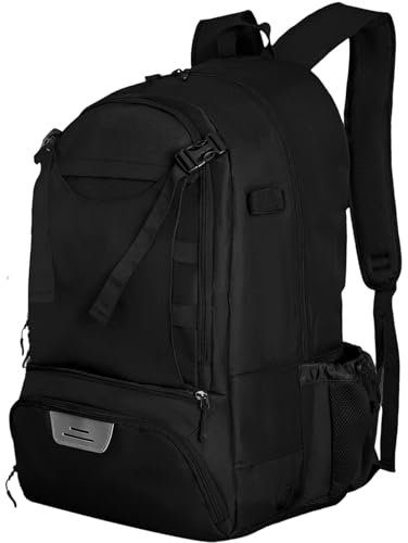 Lacrosse-Tasche 24 x 15 x 11 großer Lacrosse-Rucksack mit verstellbarem Gurt 36-55L Feldhockeybeutel mit Stickhalter und externer Helmhalter schwarzer -Taschen für Jungen und Erwachsene