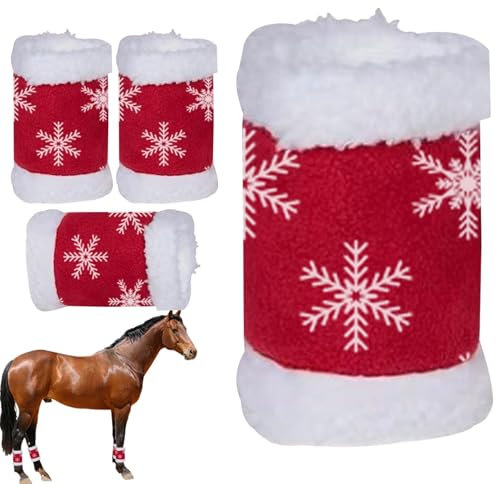 Generisch Weihnachts-Pferdebeinbandagen,Pferdebein-Stehbandagen, 4X weihnachtliche Pferdebeinbandagen, Winter-Pferdebein-Schutzbandagen für das tägliche Reiten im Stall und bei Paraden