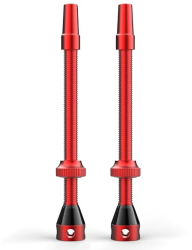 Shredr. Juego de válvulas Tubeless Presta para neumáticos sin cámara, aluminio muy ligero, anodizado multicolor, válvula francesa, para llantas normales sin cámara (rojo, 80 mm)